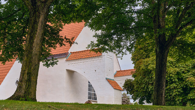 Heliga Kors kyrka in Ronneby Sweden historic architecture and religious heritage ancient church building with red roof tiles