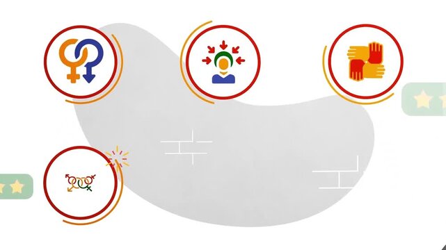 Diversity and inclusion motion graphic animation showing social equality icons for corporate business training video presentations in modern flat style