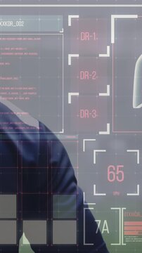 Animation of digital interface with medical data processing over rugby players
