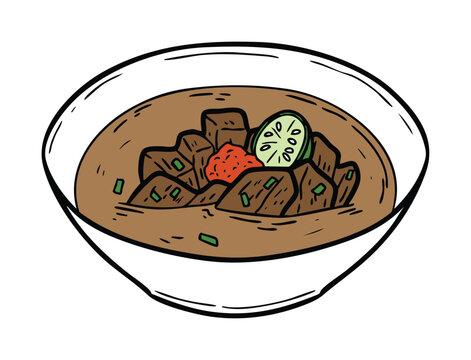 Coto Makassar Indonesian Beef Soup Illustration