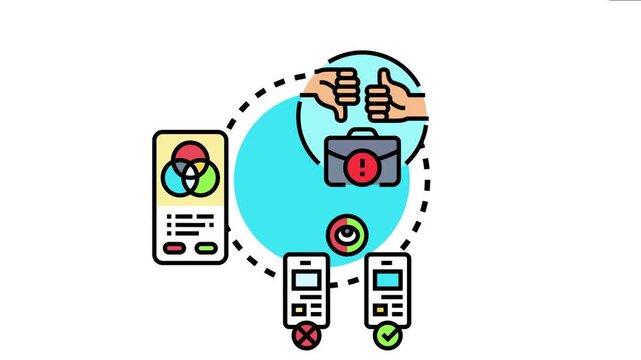 Iconographic focusing on improving visual legibility, user interface design, and content accessibility, showing comparisons of good versus bad digital content display