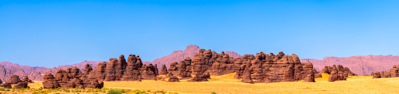Desert and eroded rock formations of Tibesti Mountains in Northern Chad