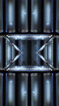 Dynamic metallic tubular shapes that surge and rotate in a digital void, creating a seamless loop of futuristic chaos. Great for music visualizers and live performance backgrounds.