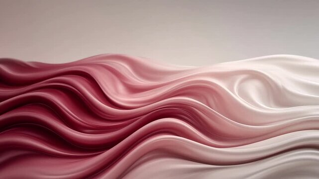Flowing burgundy and blush liquid waves in a glossy abstract style on a soft neutral background, evoking elegance and motion