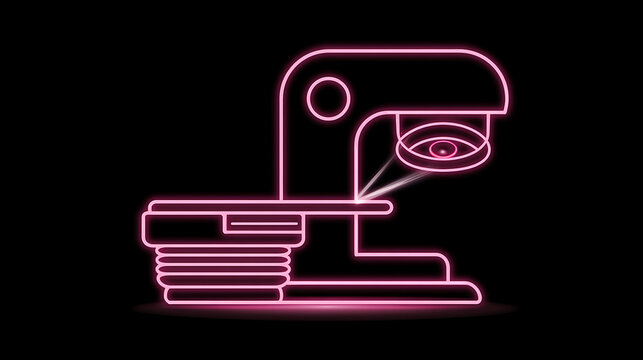 Radiotherapy linear accelerator outline icon vector on black background