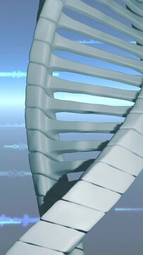 Animation of dna strand over diagrams and data processing
