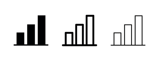 Obraz premium Growing Bar Chart Statistics Silhouette and Line Icons