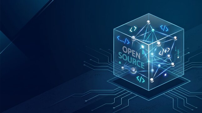 Isometric Digital Cube Open Source Software Development Technology Graphic Concept