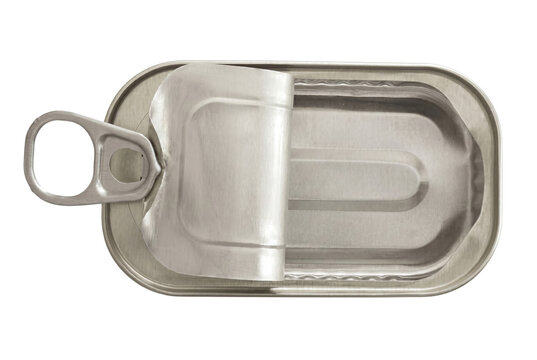 Open Empty Oval Metal Tin Can with Ring Pull Tab