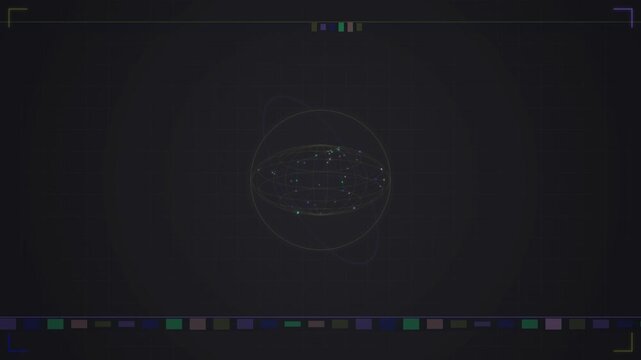 Looping futuristic star map display with orbital paths and color palette