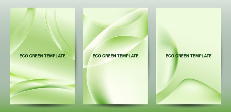 Set of Abstract Green Wavy Wave Modern Ad Banner and Poster Templates