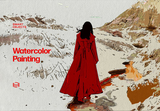 Watercolor Painting Photo Effect For Poster And Social Media Design