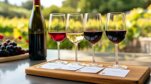 Wine Tasting Flight Outdoor Patio Blank Cards Text Wine, digital innovation, artificial intelligence and connected business technology
