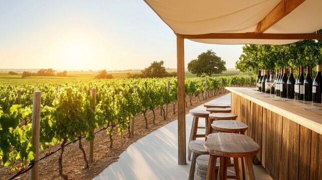 Wine Tasting Under Canopy Vineyard Logos Wine Outdoors, digital innovation, artificial intelligence and connected business technology