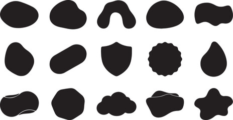 Fototapeta premium Collection of black organic shapes on a white background