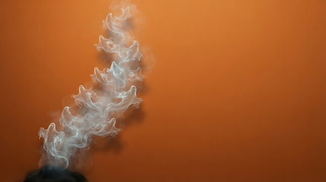 Abstract blurred image of a person walking in front of an orange wall