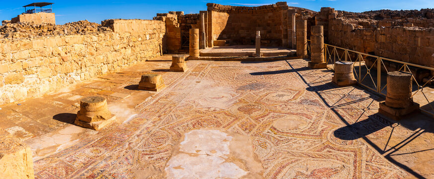 Church of St. Nilus or Nile Church at the ancient archaeological site of Mamshit National Park in the Negev Desert of Israel