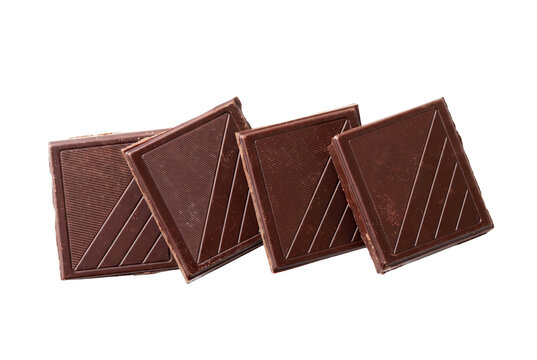 Four Squares of Dark Chocolate with Geometric Diagonal Lines
