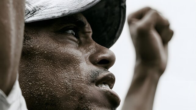 Man's face, wearing a cap