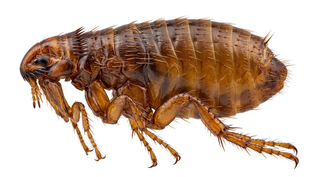 Extreme Macro Portrait of a Flea Insect Parasite Cutout Isolated on Transparent Background Element for Veterinary Pest Control