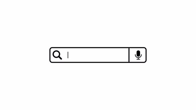 Search Bar Animation with Search Icon, Modern Minimal Search Interface UI Element on Transparent Background, 4K