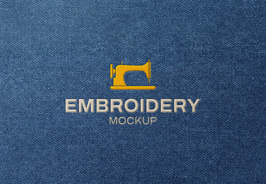 Embroidery Logo Mockup on Denim Fabric