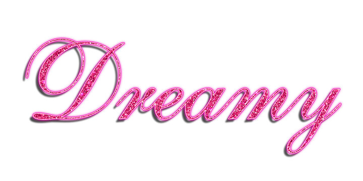 Pink glitter dreamy typography text effect on transparent background
