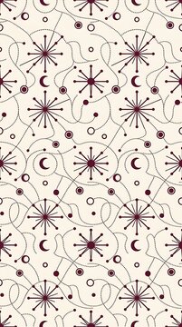 Celestial seamless pattern with stars and crescent moons