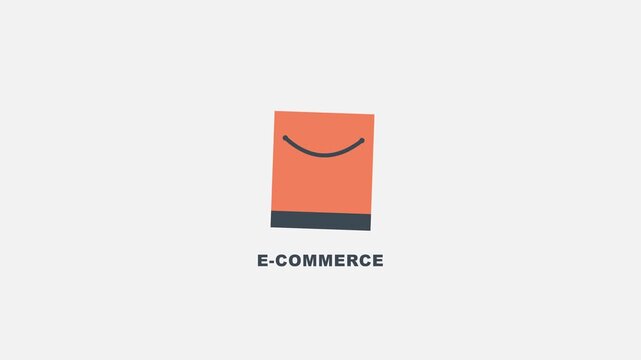 E Commerce Shopping Bag Icon on Green Screen