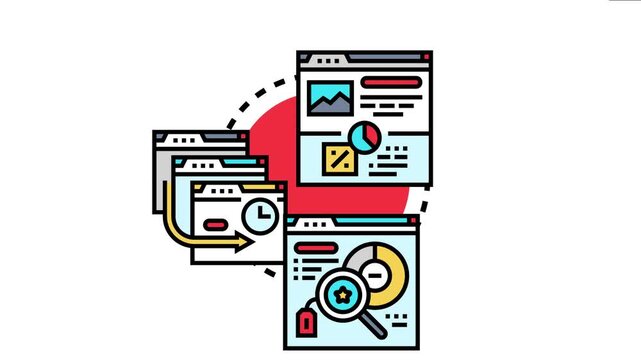 Digital marketing concept showing multiple web pages, analytics data, and search optimization elements, portraying a strategy for increasing online visibility and user engagement