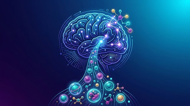 Artificial intelligence brain with glowing neural network connections