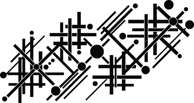 Abstract geometric pattern with intersecting lines and circles for modern architecture backgrounds.