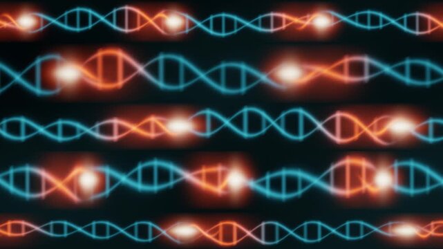 Genome Editing Molecular Scanner Cutting And Splicing DNA Double Helix Strands Seamless Loop in bright teal tones