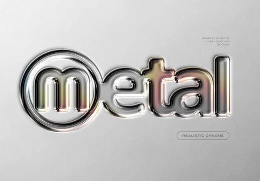 Metal Chrome Mockup For Branding And Advertising Design