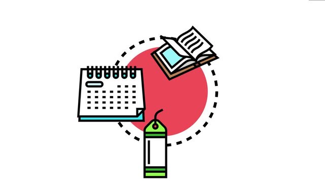 Book, calendar, and bookmark icon representing the concept of saving information, scheduling events, and retaining important data for later access and organization