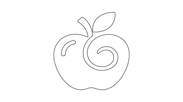 Apple with spiral slice icon animation