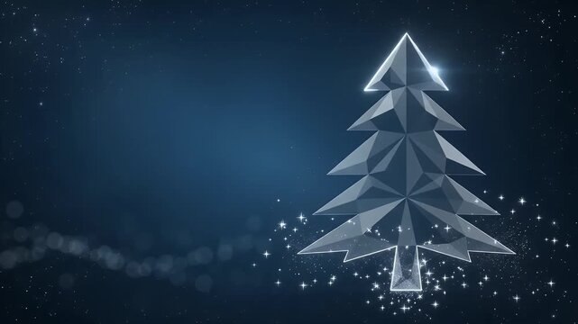 Christmas tree, background and holiday for celebration, year and design. Night, star and festive with winter, light and blue for party. Graphic, ornament and merry with decoration and new event.