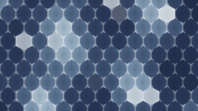 Glowing hexagonal tech grid pulsing honeycomb energy cells seamless loop in bright silver tones