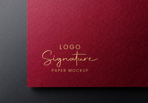 Luxury Gold Signature Logo Paper Mockup
