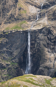 Cirque de Gavarnie with the famous waterfall, near the town of Gavarnie, France.