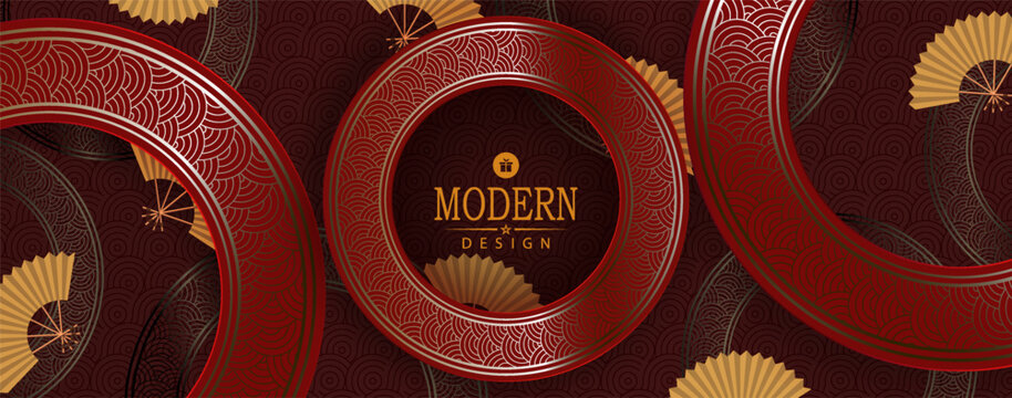 Chinese New Year. Stunning design with circles. Pattern based on traditional art.