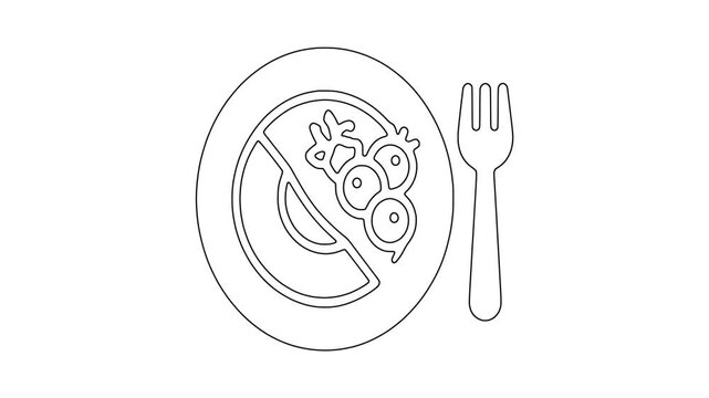 Fruit plate with fork icon animation