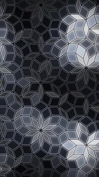 Penrose Aperiodic Rhombus Tiling Geometric Mosaic Background Seamless Loop in bright graphite tones vertical 9:16