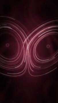 Lorenz Strange Attractor Butterfly Weaving Through 3D Phase Space seamless loop in subtle crimson tones vertical 9:16