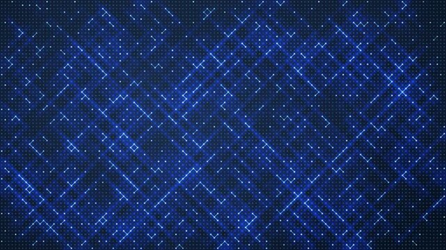 Ulam Prime Spiral Lattice of Glowing Dots Revealing Diagonal Prime Bands Seamless Loop Background in deep navy tones