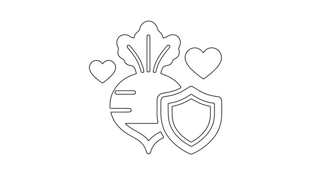 Healthy beetroot with shield icon animation
