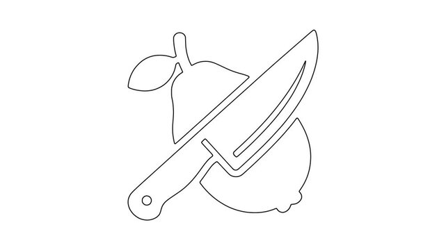 Fruit with knife icon animation