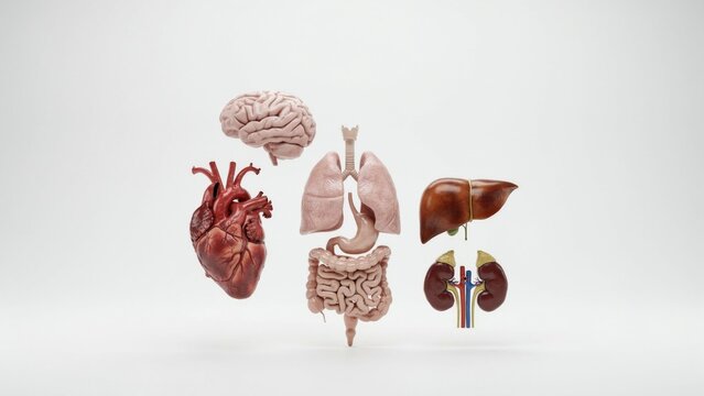 Human Organs Illustration, Anatomical Model Display, Medical Science Concept Featuring Anatomy, Biology