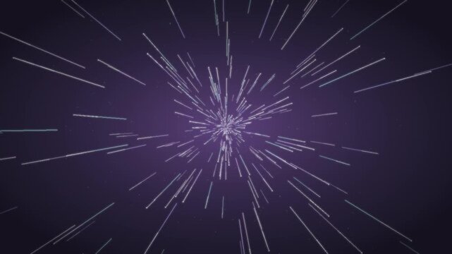 Warp speed hyperspace starfield flight seamless loop in bright violet tones