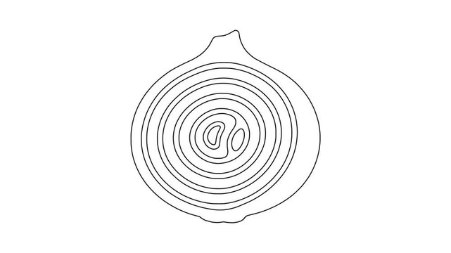 Cut fruit cross section icon animation